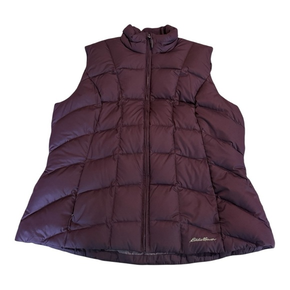 Eddie Bauer EB650 Deep Eggplant Purple Full Zip Down Fill Puffer Vest Size L - Picture 12 of 13